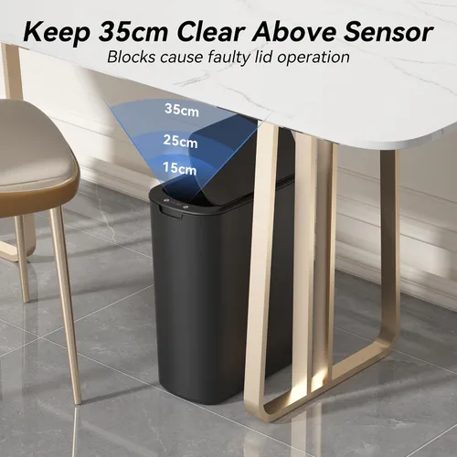 Vista 3 de FRESHLIX Basurero automático de baño de 5 galones con tapa, sensor de movimiento, sin contacto, cubo de basura eléctrico inteligente, delgado