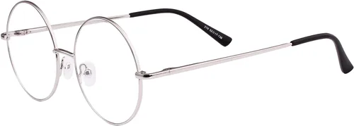 Vista 4 de Marco de gafas retro redondo de metal sin receta con lente transparente de resorte