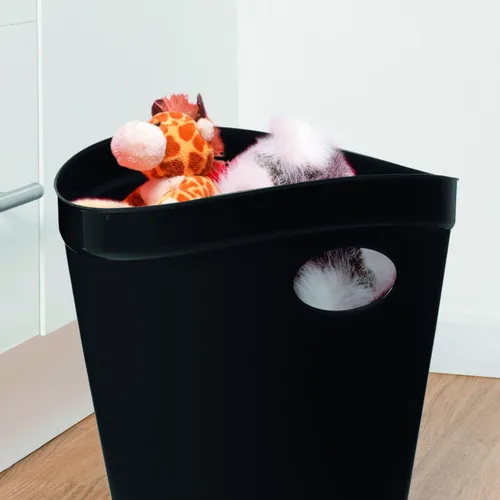 Vista 4 de Addis Papelera de plástico para baño, dormitorio, oficina, color negro, 12 LTR