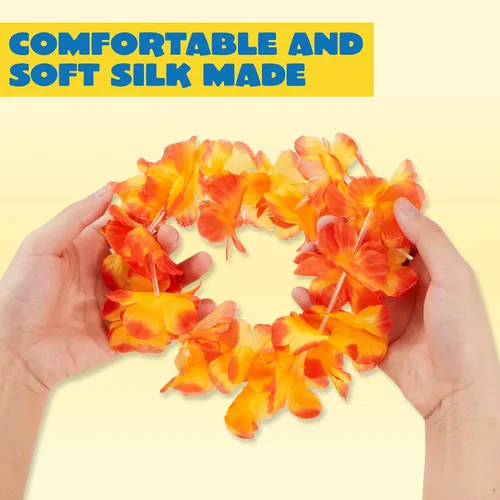 Vista 2 de Joyin Toy 36 unidades de collares hawaianos a granel, leis de flores tropicales, leis hawaianas, leis de playa de Hawái, suministros para fiestas