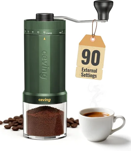 Vista 7 de Mini molinillo de café manual con 40 configuraciones ajustables, molinillo de granos de café portátil de mano con capacidad de 30g, molinillo