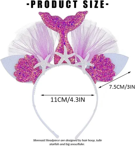 Vista 5 de CAKURE Diadema LED de estrella de mar con luz de tul brillante, aro para el pelo, accesorios para el cabello para mujeres y niñas
