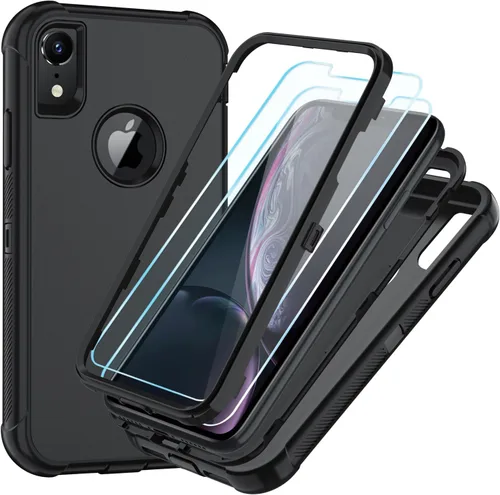 Vista 13 de SunStory Funda compatible con iPhone Xs/X con protector de pantalla HD, 3 capas de alta resistencia de cuerpo completo, funda protectora híbrida 3