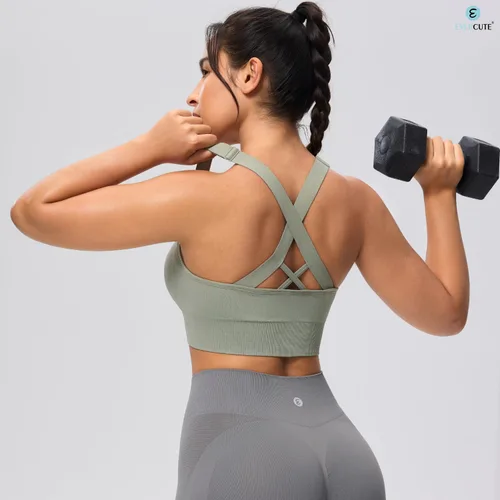 Vista 4 de High Support Sports Bras for Women, Padded Criss Cross Seamless 3-5Pack