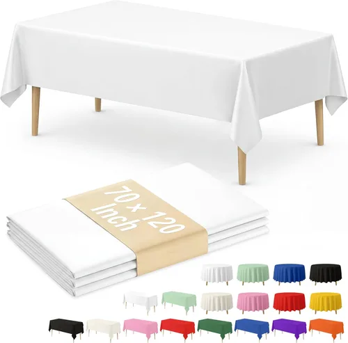Vista 25 de Fixwal Mantel de plástico negro desechable de 54 x 108 pulgadas, mantel rectangular impermeable, paquete de 5 para graduación, decoración de fiesta