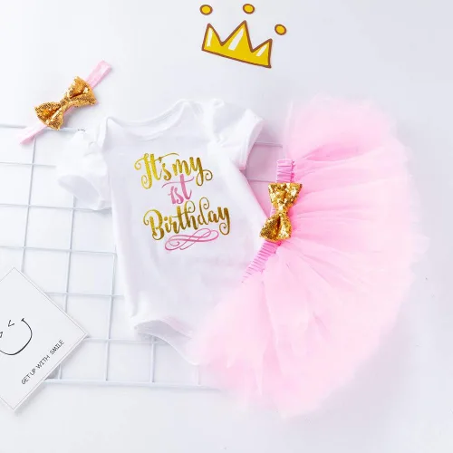 Vista 4 de Shalofer Conjunto de falda de encaje tutú con corona y diadema para bebé niña
