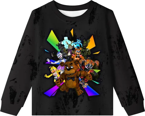 Vista 2 de Freddy's - Juego de camisa de juego para niños, camiseta y pantalones, 2 piezas, caricaturas, gráfico, casual, manga larga, ropa para el hogar de 4