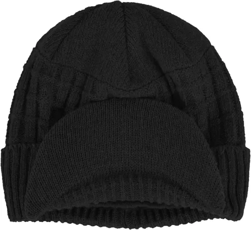 Vista 4 de JaneyRubbins Gorro deportivo de invierno para exteriores con visera de punto con ala y forro polar cálido para hombres y mujeres talla única