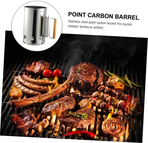 Vista 8 de Yardwe Accesorios de parrilla de cubo de acero inoxidable para parrilla al aire libre, accesorios de arranque de chimenea de cocina al aire libre