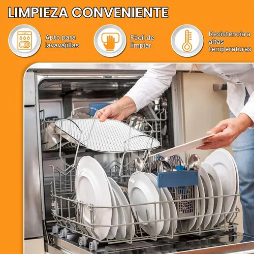 Vista 3 de Cesta para freidora de aire para horno Nuwave, cesta de parrilla de acero, juego de cesta de malla antiadherente, bandeja para freidora de aire