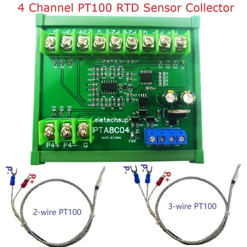 Vista 4 de 4ch 500 Celsius PT100 Thermocouple RTD emperature Sensor RS485 Temperature Sensor Module Modbus RTU Board Paperless Recorder (A 12V with Rail Box)