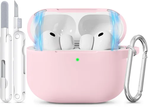 Vista 16 de Funda para AirPods Pro 3 2025 con tapa magnética, bonita funda de silicona suave compatible con Apple Airpods Pro de 3ª generación, funda rosa
