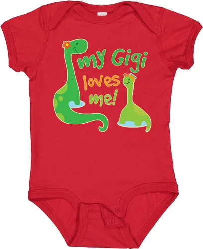 Vista 5 de inktastic My Gigi Loves Me Grandson - Body de dinosaurio para bebé 0020 Blanco