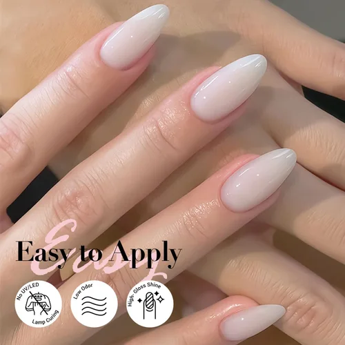 Vista 4 de AZUREBEAUTY Juego de esmaltes de uñas rosa nude (4 colores + capa superior), aspecto natural de gelatina lechosa, secado rápido, no necesita