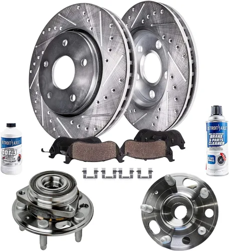 Vista 82 de Detroit Axle - 4 rotores de freno para Chevrolet Cruze 2014 2015 [modelos de motores de gas] Rotores de freno de disco perforados y ranurados