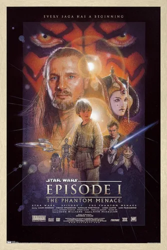 Vista 7 de Trends International Star Wars: The Phantom Menace - Póster de pared de una hoja, 14.725 x 22.375 pulgadas, versión enmarcada de madera de granero