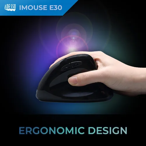 Vista 2 de Adesso Imouse E30-2.4GHz Ratón ergonómico vertical inalámbrico para diestros, color negro