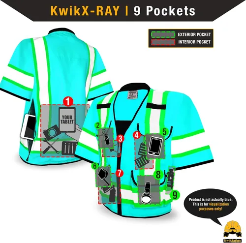Vista 7 de KwikSafety - Charlotte, NC - GODFATHER Class 3 Safety Vest [CUSHIONED COLLAR] ANSI OSHA High Visibility 9 Pockets Reflective Heavy Duty Mesh Vis