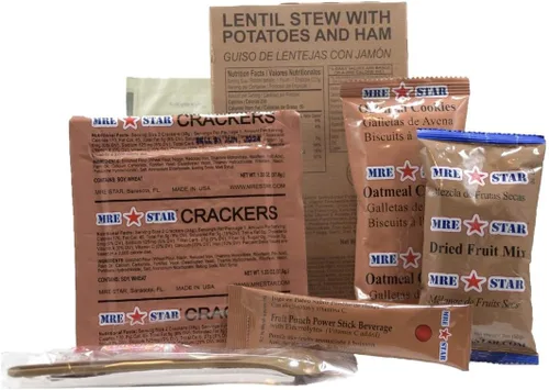 Vista 6 de MRE STAR Survival - Caja de comidas de emergencia listas para comer con accesorios y FRH, embalaje compacto y ligero, vida útil prolongada, 12