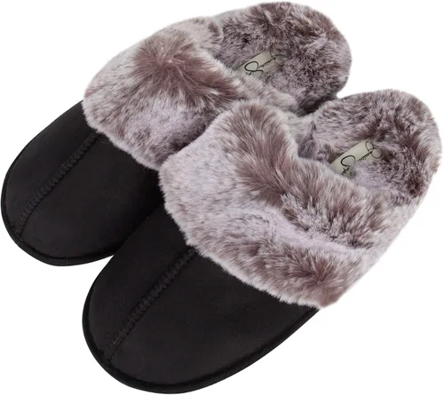 Vista 5 de Jessica Simpson - Pantuflas cómodas de piel sintética para mujer con suela antideslizante y espuma viscoelástica