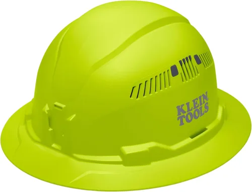 Vista 13 de Klein Tools Hard Hat, Vented, Full Brim Style, Padded, Self-Wicking Odor-Resistant Sweatband, Black