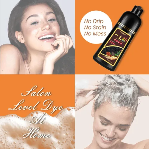 Vista 6 de Champú de tinte para el cabello 3 en 1, 100% cobertura de cabello gris, champú natural instantáneo tratado para canas, vino oscuro rojo burdeos