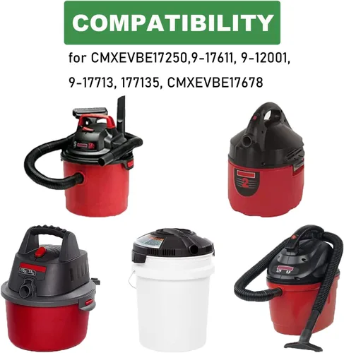 Vista 7 de Paquete de 6 bolsas de filtro de tela antipolvo 9-38737 de repuesto para aspiradoras Craftsman de 2 a 2.5 galones en húmedo/seco y aspiradora