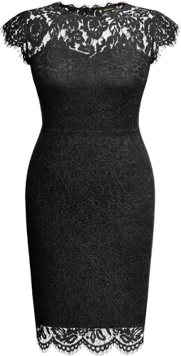 Vista 5 de Miusol Vestido de noche formal para mujer, con encaje retro, sin mangas, talla grande