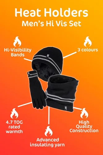 Vista 5 de HEAT HOLDERS - Gorra de punto reversible con aislamiento térmico para hombre, 3.4 tog, talla única Negro