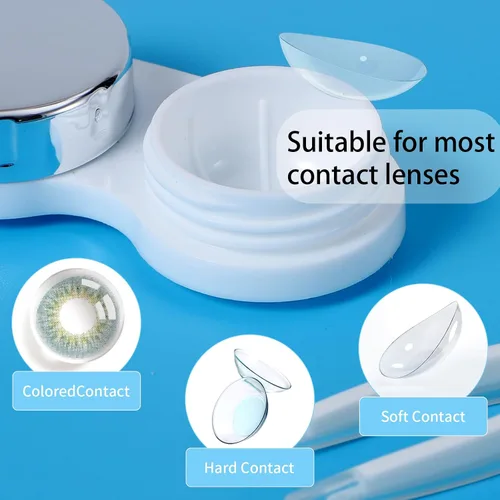 Vista 3 de Paquete de 1 kit de funda para lentes de contacto, 2 fundas para lentes de contacto adjuntas que se pueden reemplazar, uso diario al aire libre