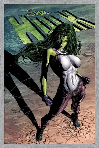 Vista 15 de Trends International Marvel Comics She-Hulk - Póster de pared #29 de She-Hulk, 14.725 x 22.375 pulgadas, versión enmarcada de madera de granero