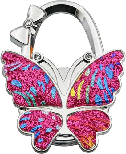 Vista 5 de Mariposa plegable - Gancho para colgar monedero, gancho portátil para colgar en la mesa para mujeres, organizador de bolsos, decoración de regalo