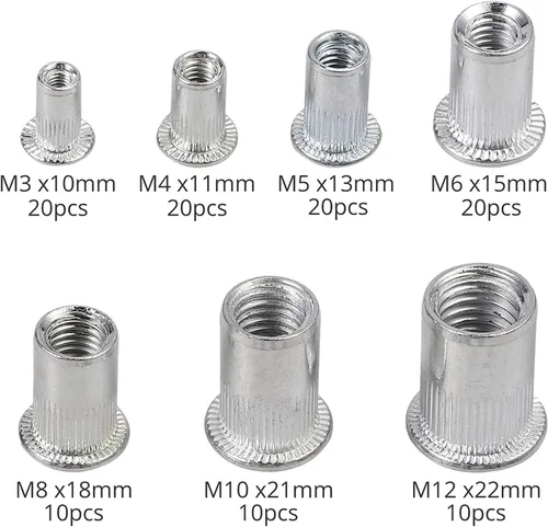 Vista 6 de Herramienta de tuerca de remache de mano, mango largo de 13 pulgadas de largo, kit de herramientas de remache de mano con 7 mandriles métricos y 110