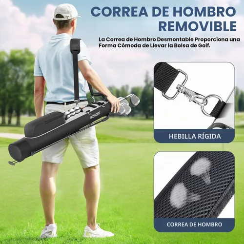 Vista 6 de Findway Bolsa de Golf con Soporte, Bolsa de Golf Pequeña para el Campo de Práctica, Par 3 y Campos Ejecutivos, Bolsa de Transporte Ligera para Palos