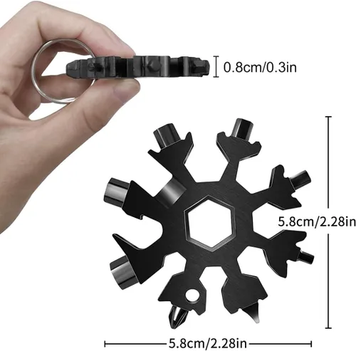 Vista 2 de Multiherramienta de copo de nieve 18 en 1 para hombre, de acero inoxidable, multiherramienta para relleno de calcetines para padre, marido, novio