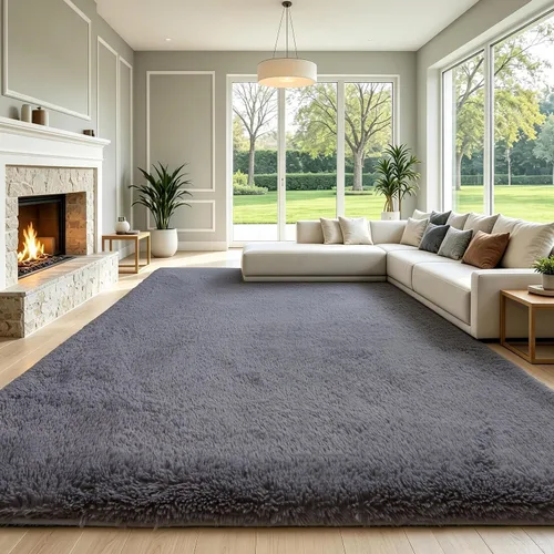 Vista 66 de KICHOWUA - Tapete grueso y esponjoso de 3 x 5 pies, color negro, ultrasuave, lavable, antideslizante, acogedor y peludo, para sala, dormitorio