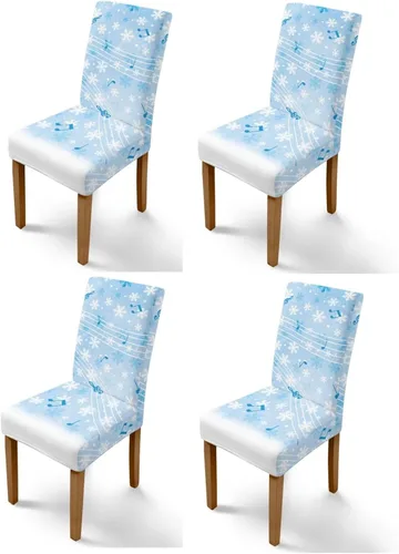 Vista 116 de Rnyleeg Fundas navideñas para sillas de comedor, fundas de asiento de comedor con estampado de campanas brillantes, juego de 1 funda suave y lavable