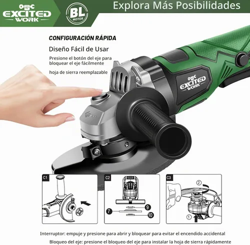 Vista 3 de Amoladora angular sin escobillas, herramienta eléctrica inalámbrica de 20 V