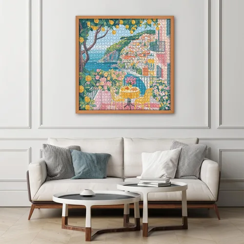 Vista 6 de Italy Cinque Terre Puzzle Puzzles for Adults 1000 Pieces, Colorful Beach Puzzle with Flower, Summer Ocean Scenery Art, Italian Seaside Landscape