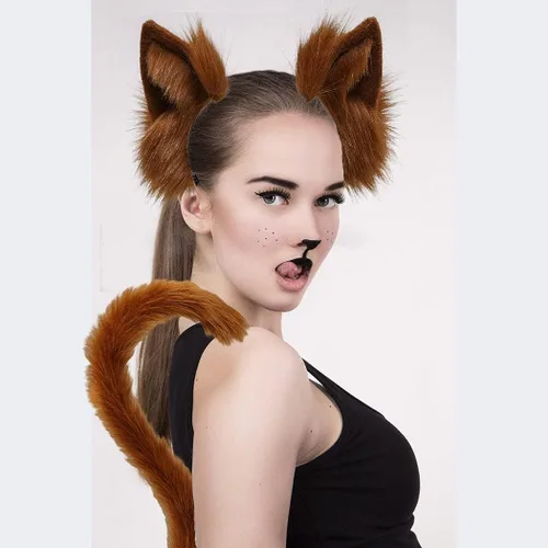 Vista 3 de Vivilly Fox Cat Ear and Tail Accesorios Cosplay de Halloween para mujeres y niñas