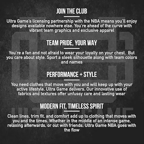 Vista 6 de Ultra Game Camiseta oficial de la NBA de manga larga con cremallera corta para hombre Gris Caliente Carbón