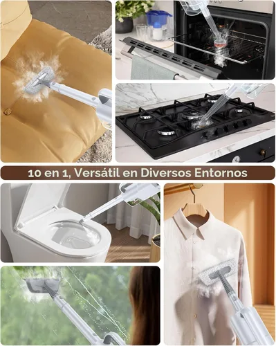 Vista 3 de LABIGO Trapeador de vapor 10 en 1 con limpiador de vapor de mano desmontable, tanque de 350ml, calentamiento en 10s, limpiador de vapor de 248°F