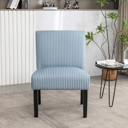 Vista 4 de Roundhill Furniture Botticelli - Silla tapizada con diseño de rayas azules
