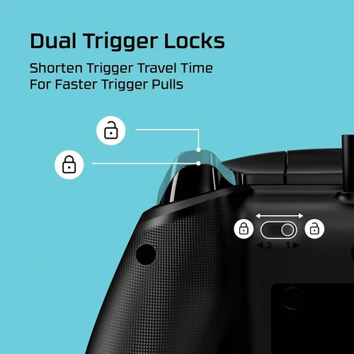 Vista 3 de HyperX Clutch Gladiate - Control con cable para Xbox One, Xbox Series XS, PC, licencia oficial de Xbox, cerraduras de disparo dual, botones