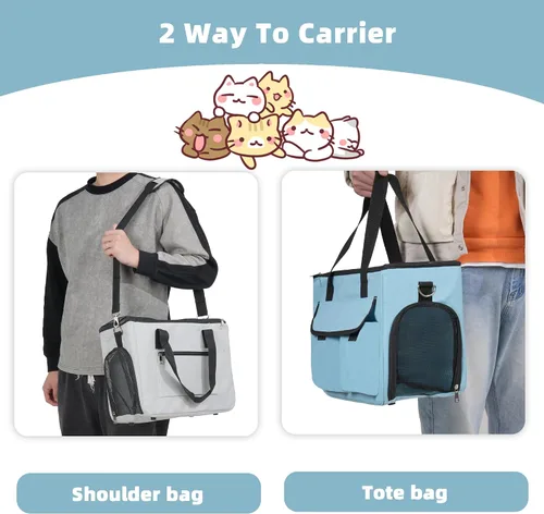 Vista 4 de Transportador de gatos y perros para mascotas de hasta 15 libras, aprobado por aerolíneas, plegable, para gatos y perros, transportador de gatos