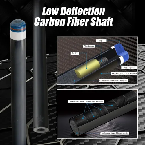 Vista 7 de CRICAL Carbon Fiber Pool Cue Stick 58in Low Deflection Billiard Cue 001-CL01-Azul