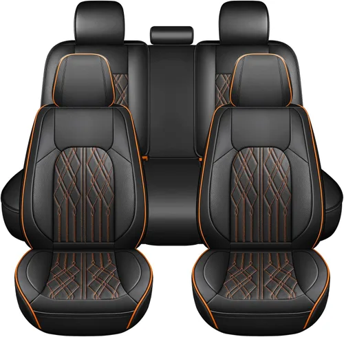 Vista 19 de Huidasource Juego completo de fundas de asiento de automóvil, funda de asiento de cuero transpirable para la mayoría de automóviles, SUV
