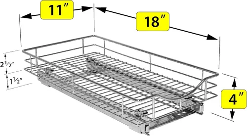 Vista 5 de LYNK PROFESSIONAL® Organizador de gabinete extraíble, cajones deslizantes de 11" x 18" para gabinetes de cocina - Estantes deslizantes extraíbles