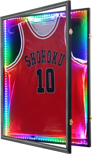 Vista 9 de Grintus Vitrina grande con marco de jersey, caja de sombra de jersey con protección UV, acrílico y colgador para béisbol, baloncesto, fútbol