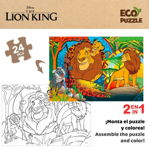 Vista 4 de Puzzle Infantil The Lion King Doble cara 24 Piezas 70 x 1,5 x 50 cm (12 Unidades)